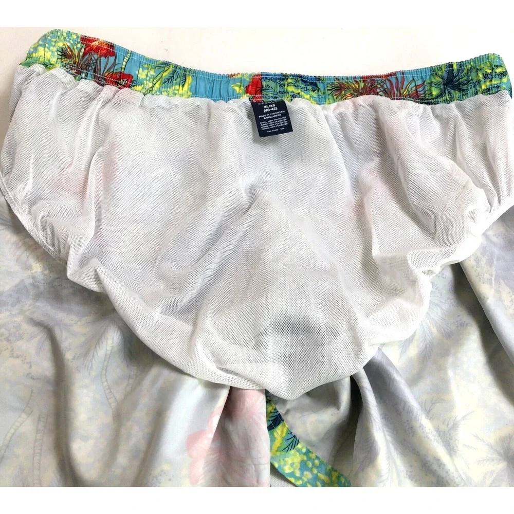 George Swimwear Shorts Men's Extra Large XL Floral Elastic Waist Pockets Lined